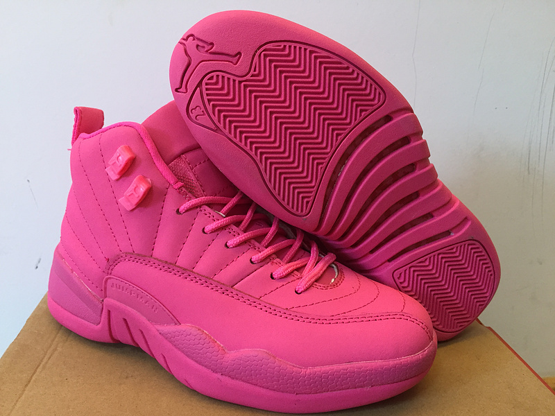 Air Jordan 12 All Pink Shoes For Women For Sale - Click Image to Close